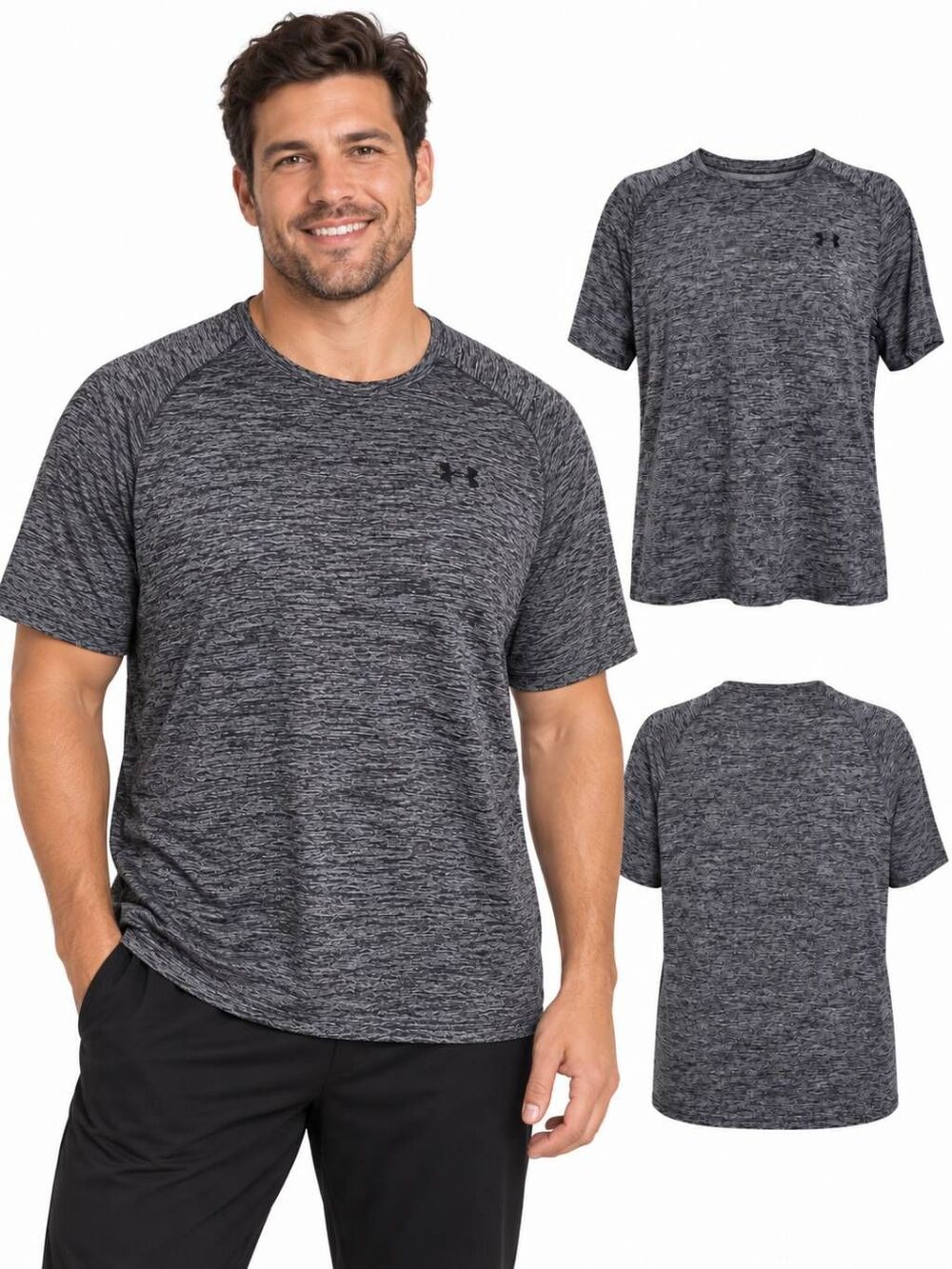 Under Armour Tech Tee Men’s XL Black Gray Loose Fit Training Shirt